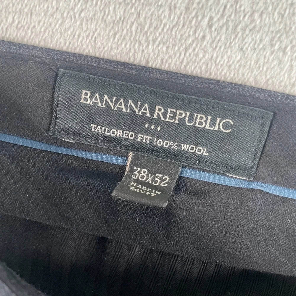 Banana Republic‎ Dress Pants Men 38x32 Grey 100% Wool Tailored Fit Straight Leg